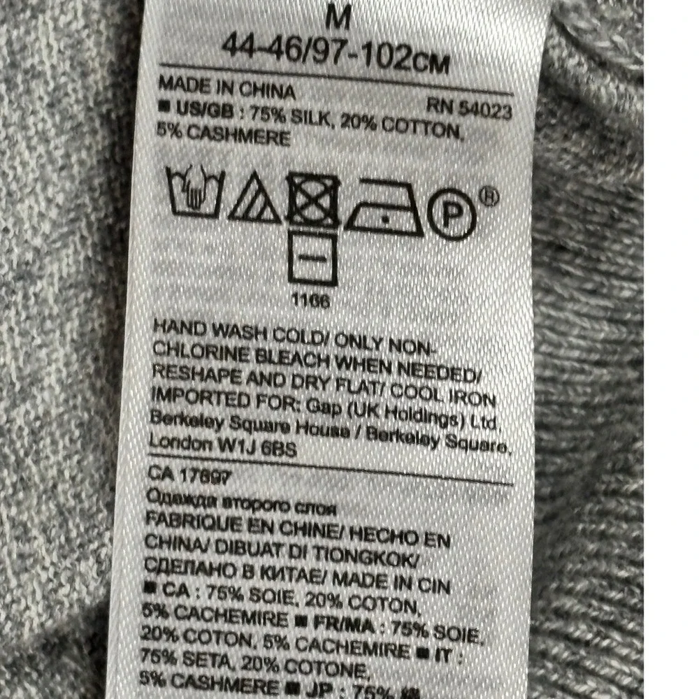 Banana Republic Luxury Blend Grey V-Neck Sweater Silk Cotton Cashmere‎ Mens Med